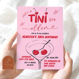 Pink Hand Drawn Cherry Martini Geburtstag Einladung