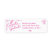 Pink Hand Drawn Doodle Graduation White Address (Vorne)