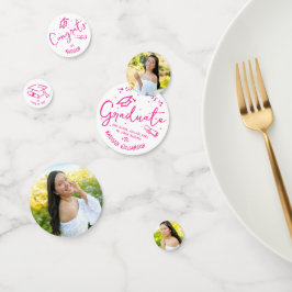 Pink Hand Drawn Doodles Graduation 3 Photo White Konfetti