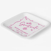 Pink Hand Drawn Doodles White Graduation Quirky Pappteller (Gewinkelt)
