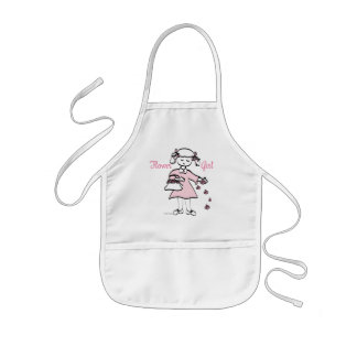 Pink Hand Drawn Flower Girl Kinderschürze