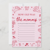 Pink Hand Drawn How Old Was The Mommy Game  Einladung (Vorderseite)