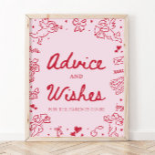 Pink Hand Drawn Modern Valentine Advice and Wishes Poster
