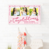 Pink Hand Drawn Red Doodles Graduation 3 Photo Fun Banner (Insitu)