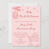 Pink Hand Drawn Snowman Friendmas Christmas Party Einladung (Vorderseite)