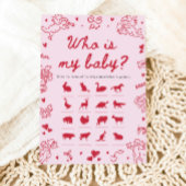 Pink Hand Drawn Valentine Who Is My Baby Game Einladung