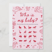 Pink Hand Drawn Valentine Who Is My Baby Game Einladung (Vorderseite)
