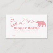 Pink Hand-Drawn Winter Baby Diaper Raffle Ticket Begleitkarte (Vorderseite)