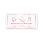 Pink Hand Gezeichnet Après Bébé Babydusche Adresse Adressaufkleber (Vorne)