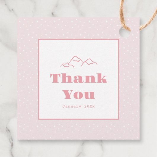 Pink Hand Gezeichnet Après Bébé Girl Babydusche Geschenkanhänger (Rückseite)