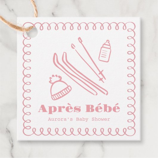 Pink Hand Gezeichnet Après Bébé Girl Babydusche Geschenkanhänger (Vorderseite)