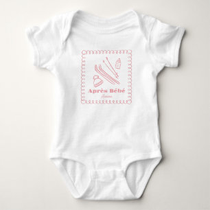 Pink Hand Gezeichnet Après Bébé Girl Winter Ski Baby Strampler