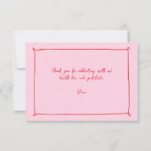 Pink Hand Gezeichnet Doodles Bridal Brunch Vielen  Dankeskarte (Rückseite)