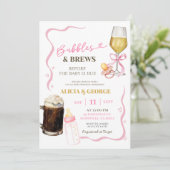 Pink Hand Gezeichnet Quirky Baby Dusche Einladung (Stehend Vorderseite)