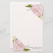 Pink Hand gezeichnete Wasserfarbenparonen - Geschi Briefpapier (Vorne/Hinten)