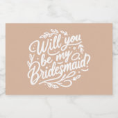 Pink Hand lettered Bridesmaid Proposal Champagne Schaumweinetikett (Einzelnes Label)