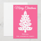 Pink handgeschriebene Script Weihnachtsbaum Feiertagskarte (Vorne/Hinten)