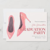 Pink handgezeichnete Heels Graduierungsparty Einladung (Vorderseite)