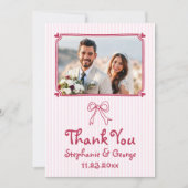 Pink handgezeichnete kritzelige Foto-Hochzeit Dankeskarte (Vorderseite)