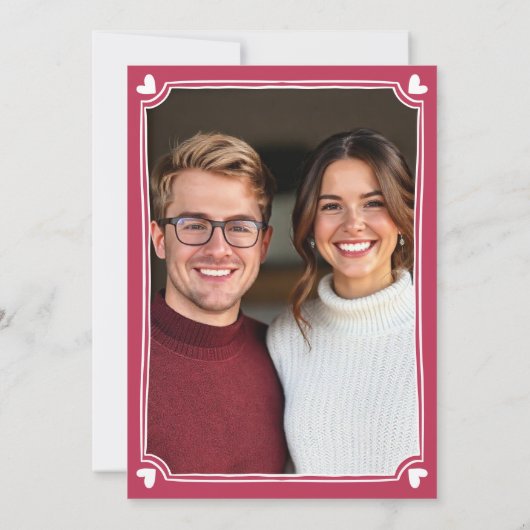 Pink handgezeichnetes, kritzeliges Foto Save The Date (Rückseite)