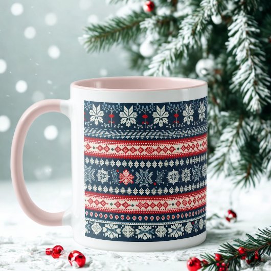 Pink Handle Ugly Christmas Sweater Snowflake Tasse