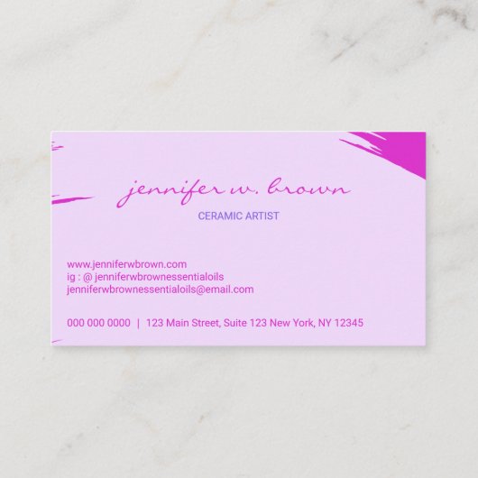 Pink Handmade Clay Keramik Tool Skulptur Keramik Visitenkarte (Rückseite)