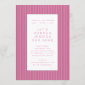 Pink Handwriting Graduate Editable Abschluss Ankündigung (Rückseite)