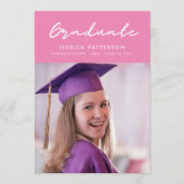 Pink Handwriting Graduate Editable Abschluss Ankündigung (Vorderseite)
