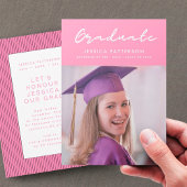 Pink Handwriting Graduate Editable Abschluss Ankündigung