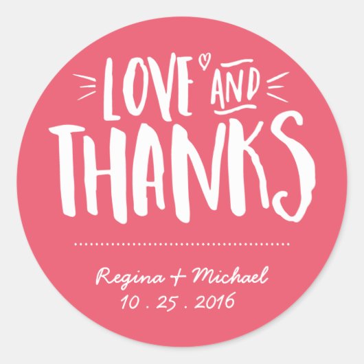 Pink Handwriting Script Wedding Danke Sticker (Vorderseite)
