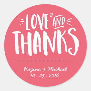 Pink Handwriting Script Wedding Danke Sticker