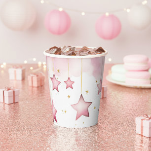 Pink hängende Sterne Papiertasse Pappbecher