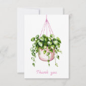 Pink Hanging Basket Greenery Wasserfarbe Vielen Da Dankeskarte (Vorderseite)