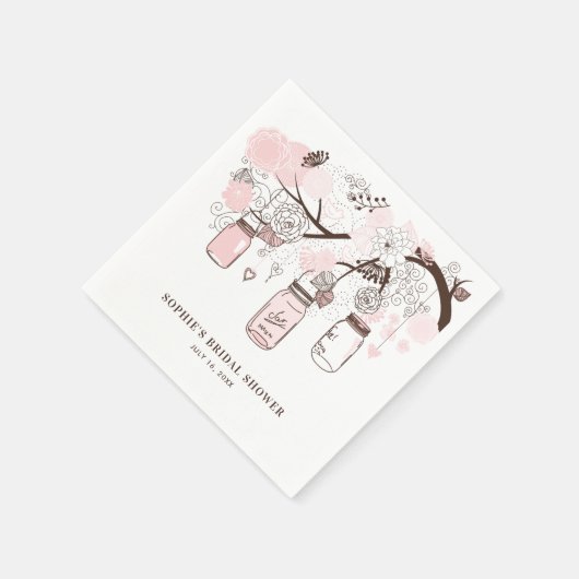 Pink Hanging Mason Jars Brautparty Serviette (Ecke)