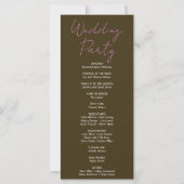 Pink Hanging Stars Dark Brown Wedding Program (Rückseite)