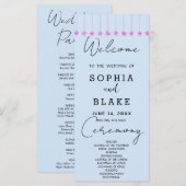 Pink Hanging Stars Light Blue Wedding Program (Vorne/Hinten)