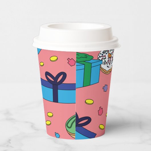 Pink Hanukkah Pattern Pappbecher (Rechts)