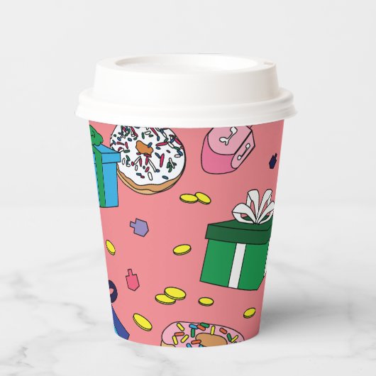 Pink Hanukkah Pattern Pappbecher (Vorderseite)