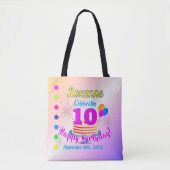 PINK Happy 10. Geburtstag | Bearbeitbar Tasche (Vorderseite)