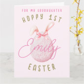 Pink Happy 1. Ostereier Godtochter Name Karte (Gelbe Blume)