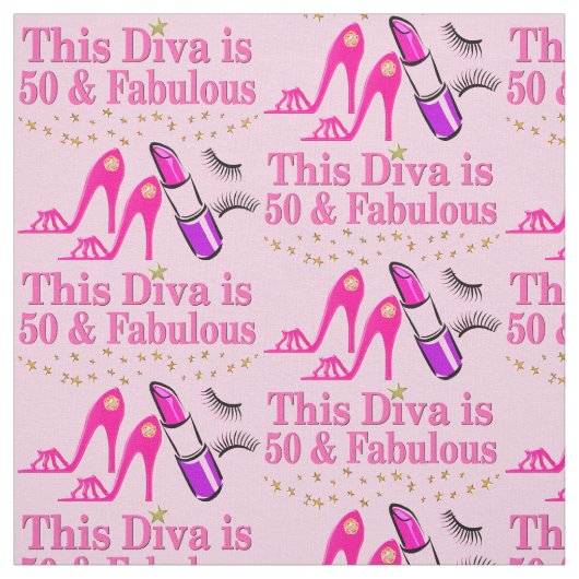 PINK HAPPY 50. FABULOUS DIVA FABRIC STOFF (Muster)