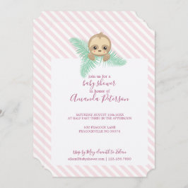 Pink Happy Baby Sloth Babydusche Einladung