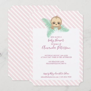 Pink Happy Baby Sloth Babydusche Einladung