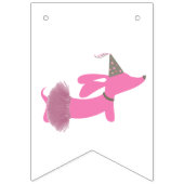 Pink Happy Barkday Banner Dackel Hund (Erste Fahne)