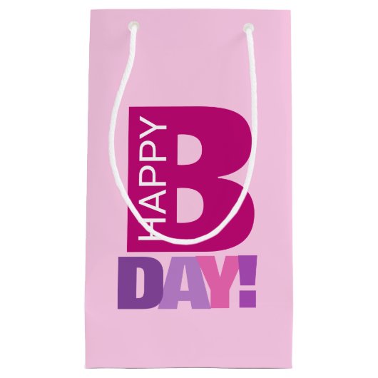 Pink Happy Bday Kleine Geschenktasche Kleine Geschenktüte (Vorderseite)