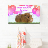 Pink Happy Birthday Balloons Ginger Guinea Pig  Banner (Insitu)