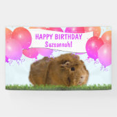 Pink Happy Birthday Balloons Ginger Guinea Pig  Banner (Horizontal)