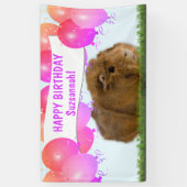 Pink Happy Birthday Balloons Ginger Guinea Pig  Banner (Vertikal)