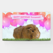Pink Happy Birthday Balloons Ingwer Guinea Pig Ba Banner (Horizontal)
