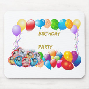 Pink Happy Birthday Balloons Mousepad